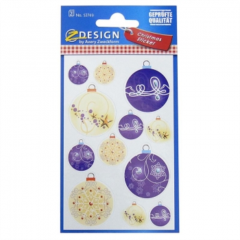 Schmucketiketten "Weihnachtskugeln lila", 24 Etiketten pro Pack
